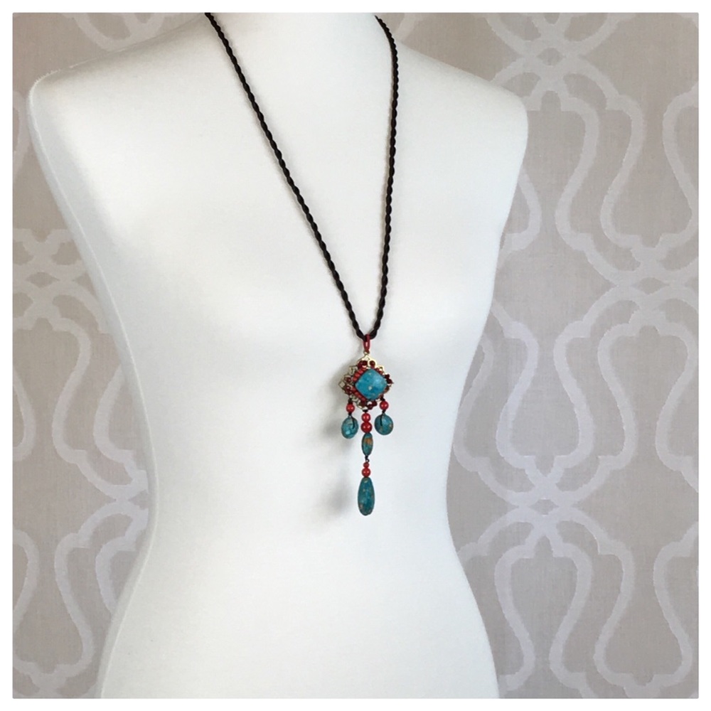 **TAKING DOWN** POL Boho Turquoise Statement Necklace - Picture 3 of 10